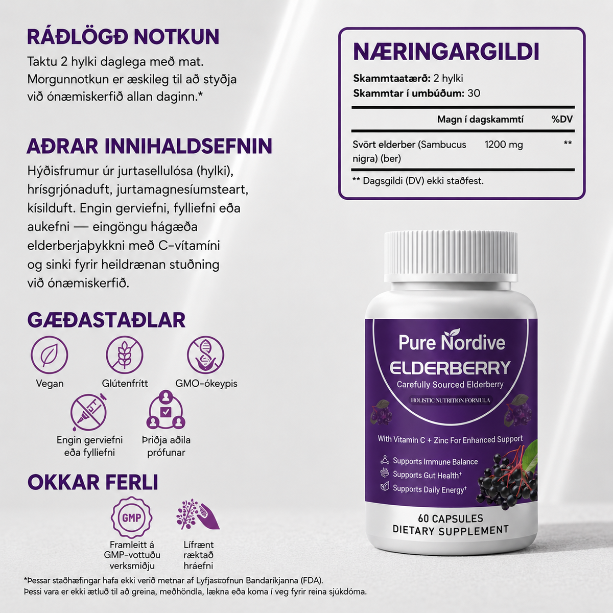 Pure Nordive Elderberry, Zinc & Vitamin C - Gut Support