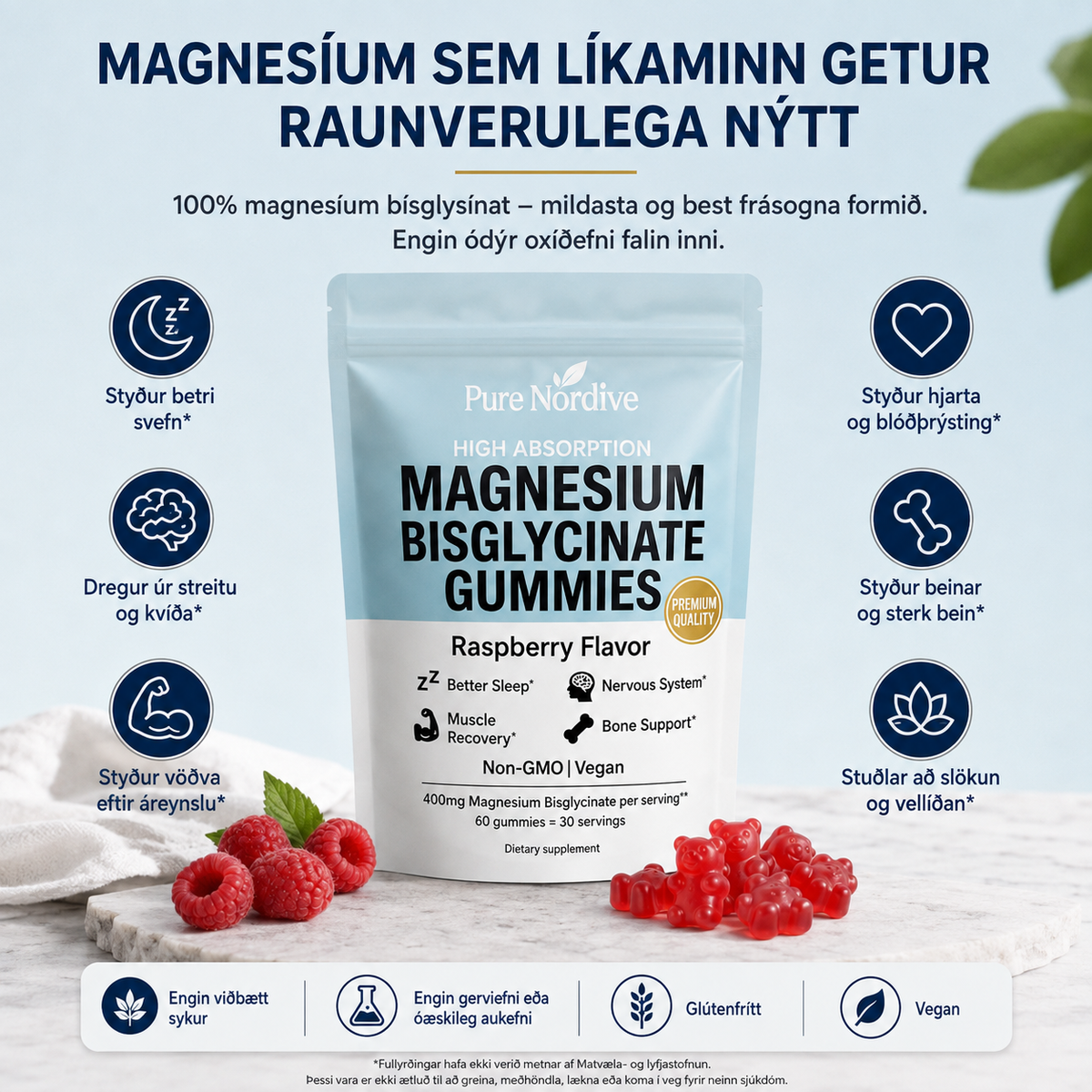 Pure Nordive Magnesium Bisglycinate Gummies