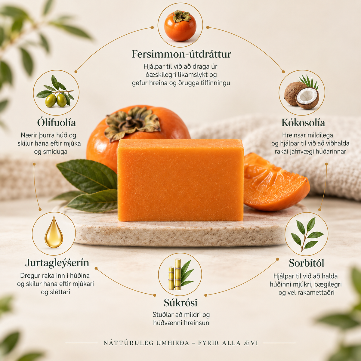 Persimmon sápa - Sérstök sápa fyrir breytta líkamslykt með aldrinum